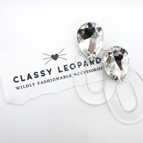 Crystal Clear Bold Acetate Earrings - Picture 1 of 3